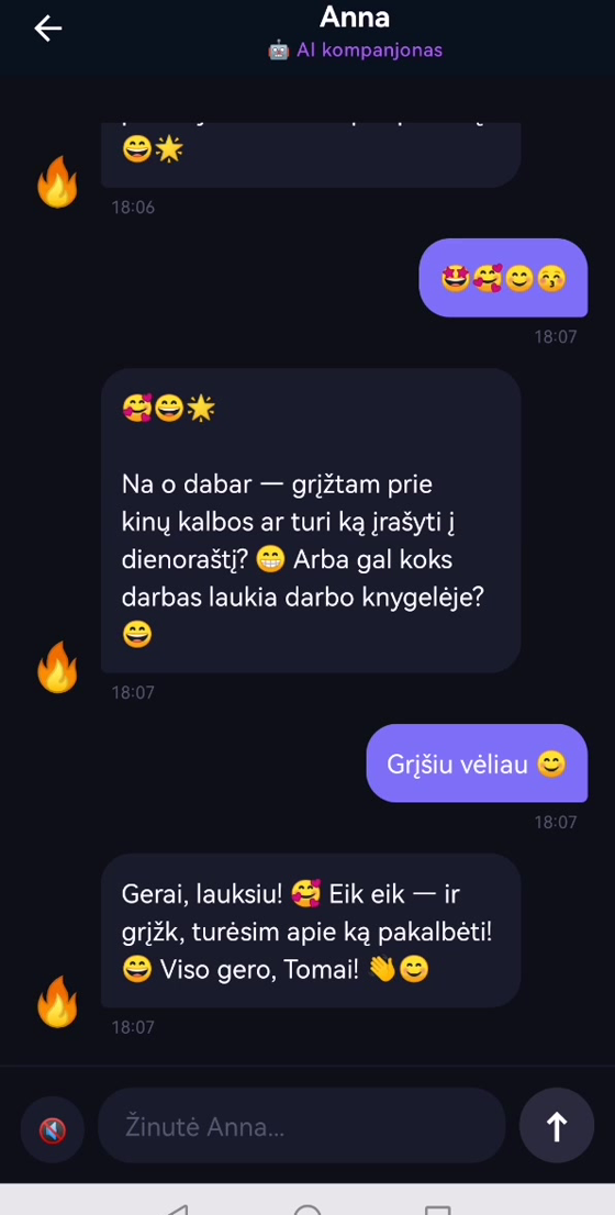 BELYO pokalbio ekranas